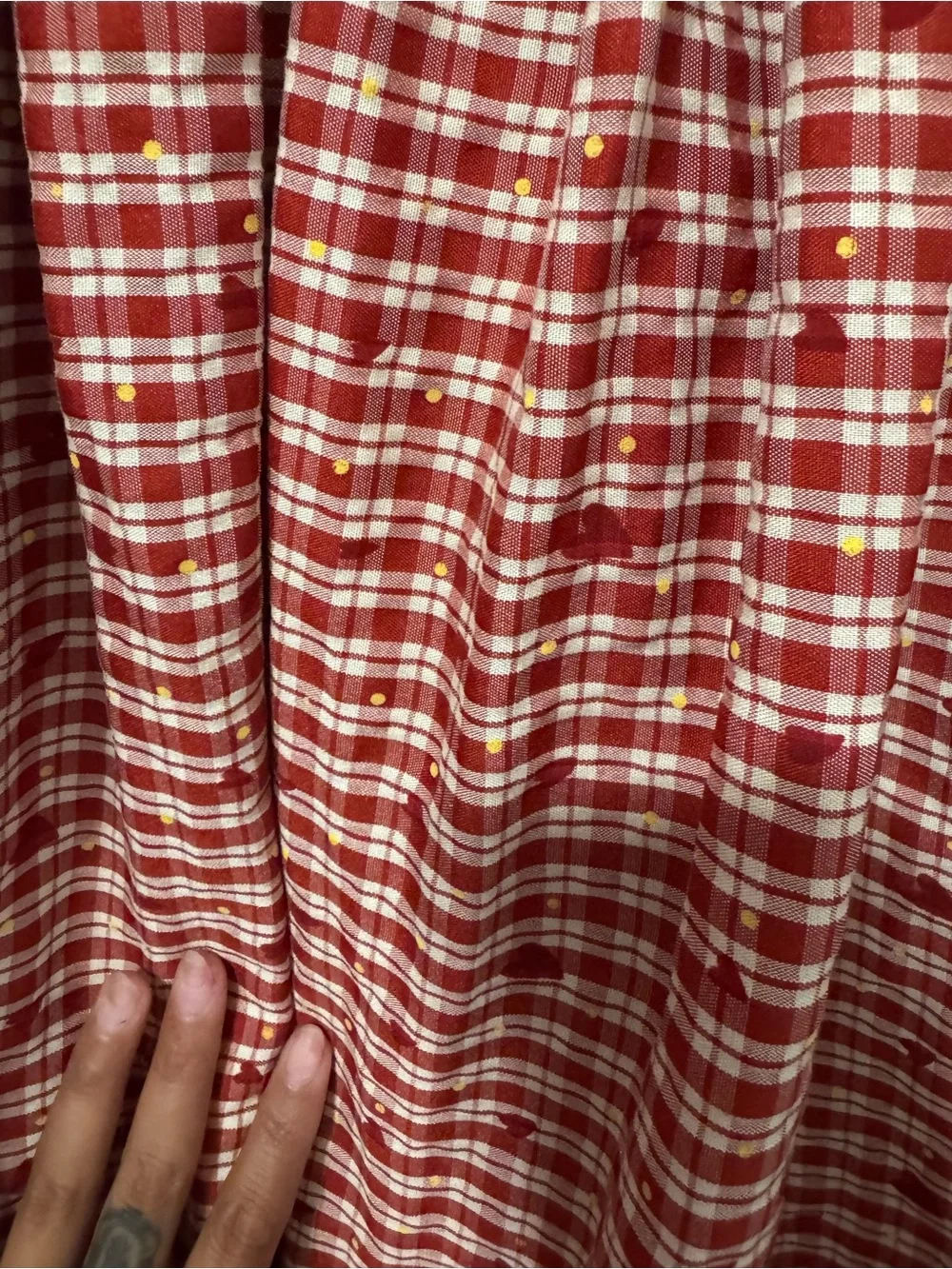 Unique Vintage Red Plaid Gathered A-Line Skirt